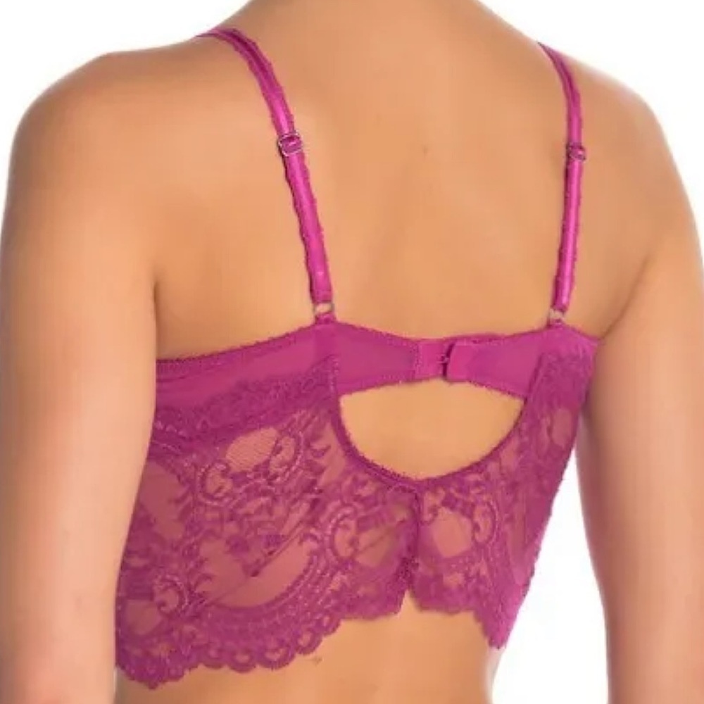 Wacoal Chrystalle Longline 3/4 Sheer Lace Underwire Bra Morello Cherry Large - Picture 4 of 11